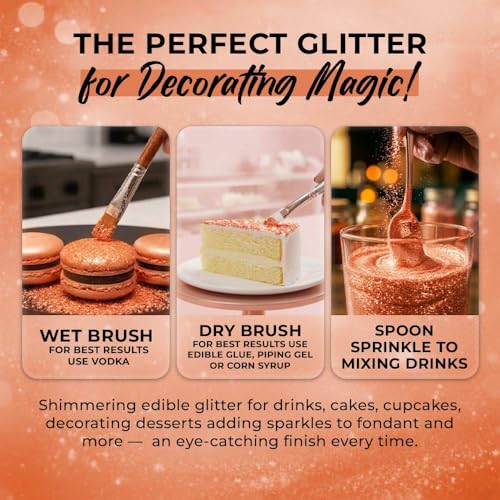 Bulk (20g) Pink Edible Glitter for Drinks | Premium Pink Edible Glitter for Cakes Drink - Shimmer Glitters Cake Decorations for Strawberries Cocktail Shimmering