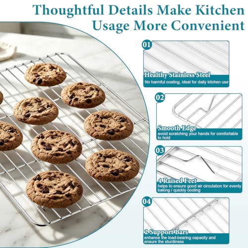 Cooling Rack Silver Stainless Steel Baking Rack for Oven (4 Count)