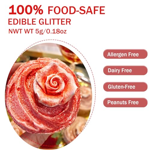 Red Edible Glitter Glimmer Powder for Cakes Drinks