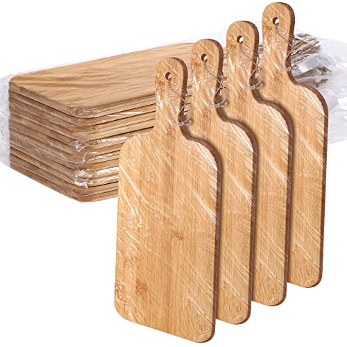 12 Packs Wooden Cutting Board Set with Handles 15 x 7 Inch Large Kitchen Serving Plain Chopping Board Bulk Gifts for Mom for Vegetables Meat Pizza Cheese Fruit Bread (12 Count)