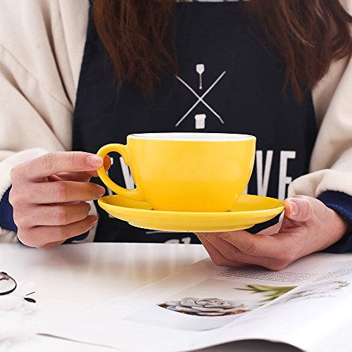 Ceramic Latte Art Cup and Saucer for Cappuccino & Manual Brew Coffee