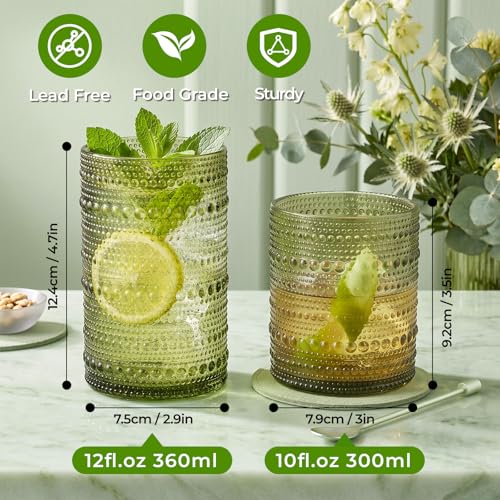 Hobnail Drinking Glasses Set of 12 Kitchen Glass Cups Glassware (12 Count)
