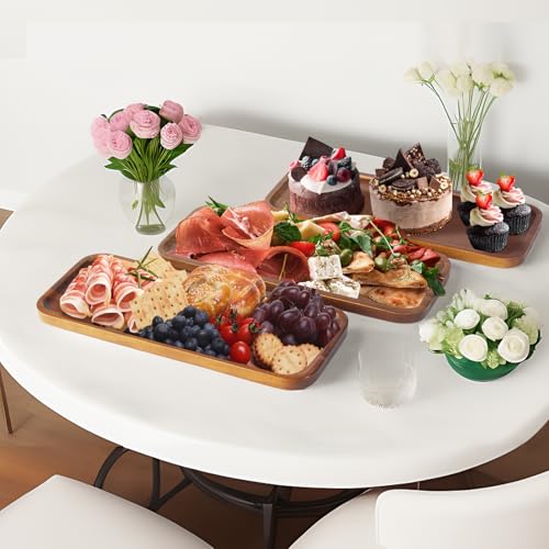 Solid Acacia Wood Serving Tray (3 Count)