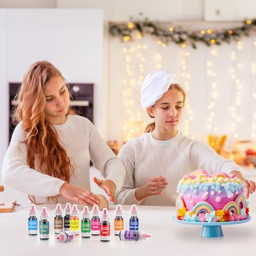Gel Food Coloring 12 Colors Set for Cake Decorating (12 Fl Oz)