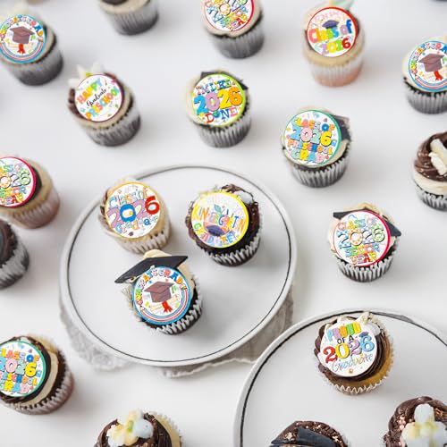 48Pcs Edible 2026 Kindergarten Graduation Cupcake Toppers Wafer Paper Preschool Cake Decorations Picks for 2026 Kindergarten Grad Theme Party Cake Decor Supplies Multi Color (48 Count)