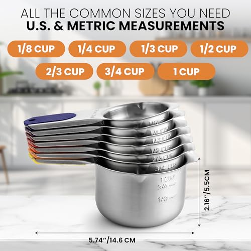 7 Magnetic Stainless Steel Measuring Cups Set (7 Count)