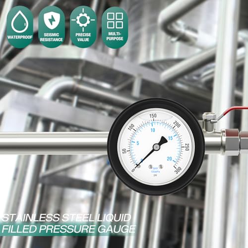 0 300PSI Stainless Steel Liquid Filled Pressure Gauge