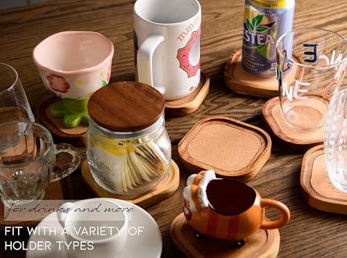 Acacia Wood Coasters for Drinks (6 Count)