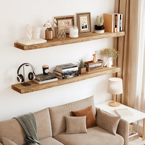 Wood Floating Shelves Live Edge 72” Set of 1