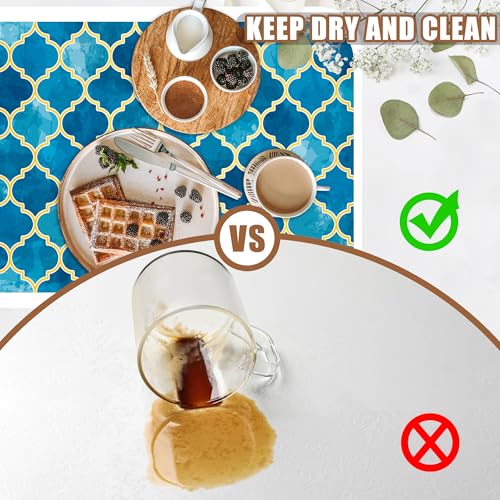 Dish Drying Mat Blue Moroccan Tile Coffee Bar Mat for Countertop Absorbent Hide Stain Rubber Backed Dish Drainer Rack Pad Coffee Maker Espresso Machine Dining Room Decor 15.7 x 23.6 Inch