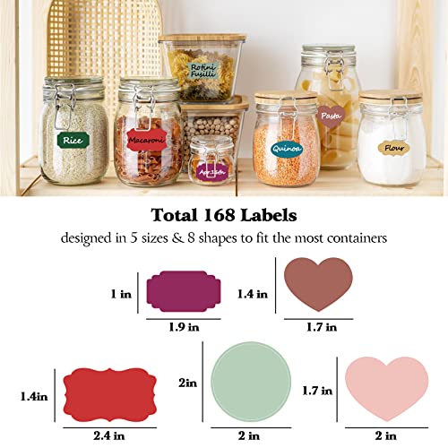 Colored Chalkboard Labels for Food Containers 168pcs