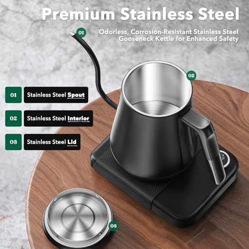 Gooseneck Electric Kettle HIYAKOI with ±1℉ Temperature Control