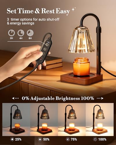 Black Candle Warmer Lamp with Timer
