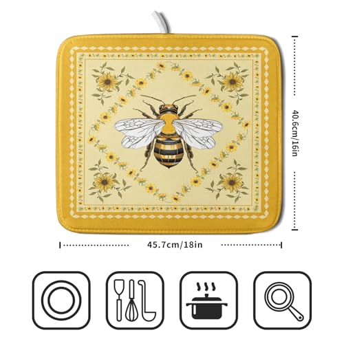 Sunflower Bee Dish Drying Mat