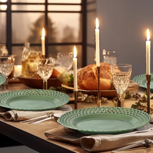 Graceful Basketweave Wide Rim 12 inch Dinner Plates (4 Count)
