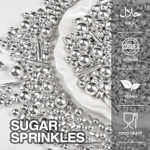 Silver Pearl Heart Sprinkles for Cake Decorating (5.29 Ounce)