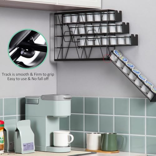 K Cup Holder for Keurig Pods Coffee Pod Storage 4 Tier K Cup Drawer Organizer for Counter (4 drawer)