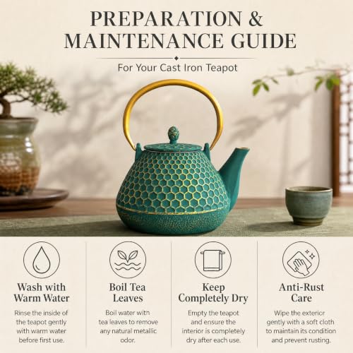 54oz Cast Iron Tea Kettle for Stovetop