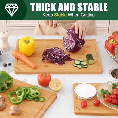 Organic Bamboo Cutting Boards Set for Kitchen Set of 3 (3 Count)