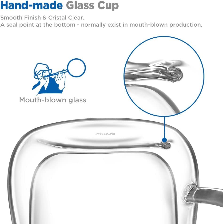 12 oz Double Walled Glass Coffee Mug Latte Cappuccino Cups Set of 2 (2 Count)
