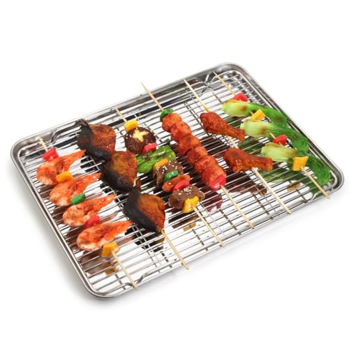 Stainless Steel Baking Sheet Cookie Sheet Pan with Cooling Rack Set of 4