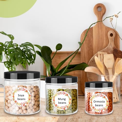 12pcs Plastic Jars with Lids 16 oz & 8 oz & 4 oz