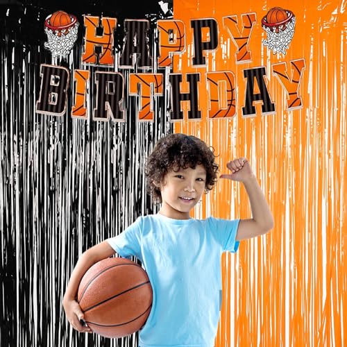1 Black 1 Orange Streamers Party Backdrop Halloween Decorations (2 Count)