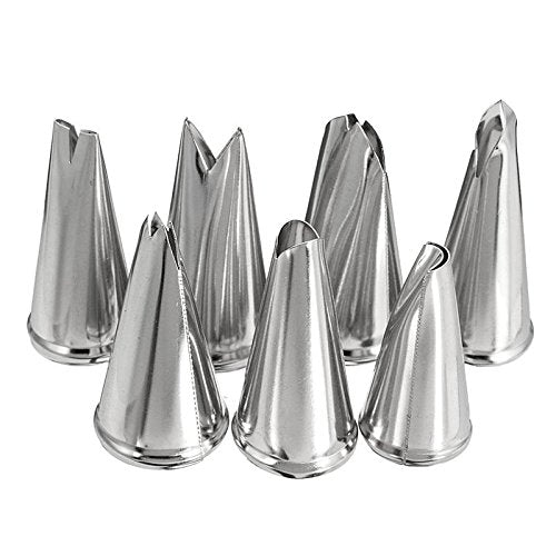 Leaf Piping Bags and Tips Set 7 Pieces Piping Tips Set Cake Decorating Tips Icing Piping Nozzles Set Cupcake Decorating Kit Cupcake Pastry Tool Stainless Steel (7 Count)