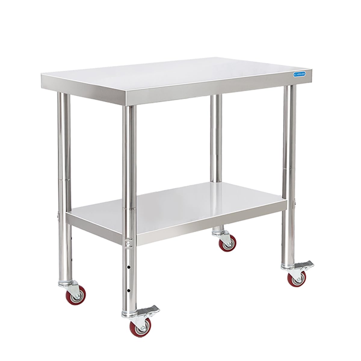 Stainless Steel Table with Wheels 30 x 18 Inch NSF Commercial Stainless Steel Metal Prep Table for Restaurant Kitchen Garage