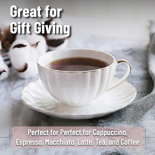 BTaT Cappuccino Cups with Saucers 7 oz (12 Count)