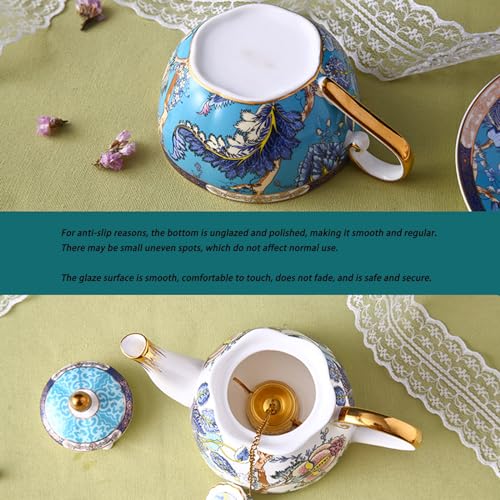 3 Pieces Ceramic Blue Birds and Flowers Tea for One Set