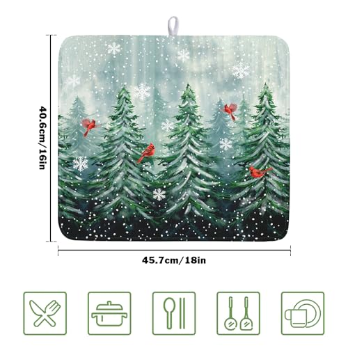 Welcome Winter Pines Tree Dish Drying Mat