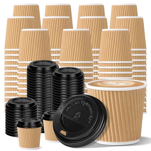 100 Count 4oz Disposable Espresso Cups with Lids