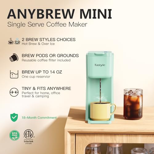 Mini Single Serve Hot and Iced Coffee Maker for K Cup and Ground
