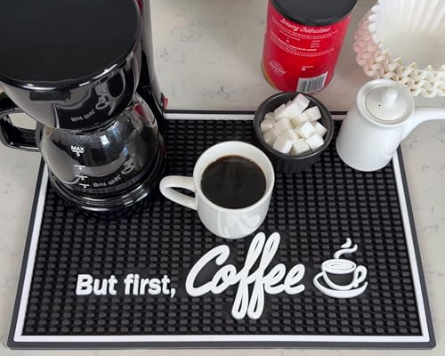 But First Coffee Silicone Bar Mat for Countertop 18x12 in