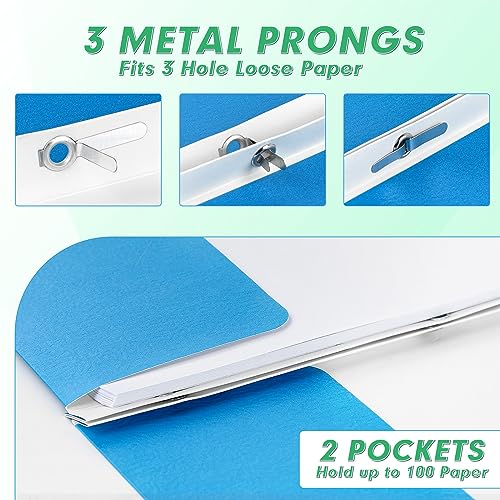 100 Pack Two Pocket Paper Folders with Prongs