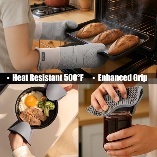 Silicone Oven Mitts and Pot Holders Sets