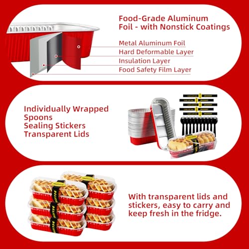 Mini Loaf Pans with Lids and Spoons Sealing Sticker (30 Count)