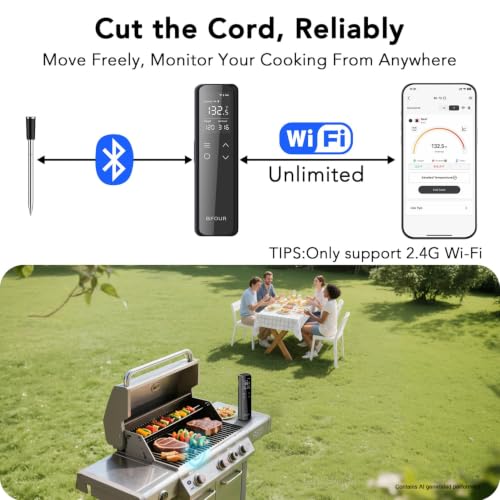 Wireless Meat Thermometer Bluetooth with Digital Standalone Base