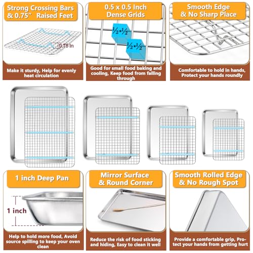 16 + 12.5 + 10.4 + 9 Inch Baking Sheet & Rack