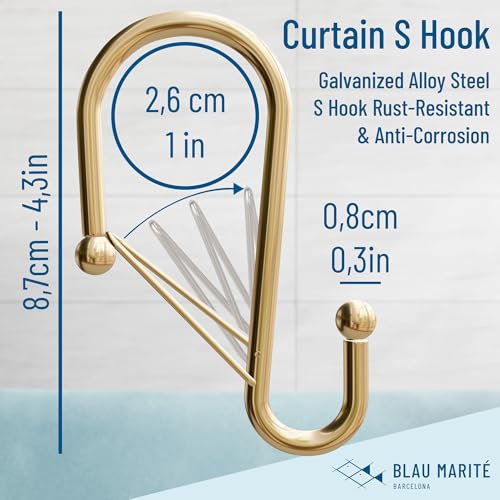 12 Decorative Metal Shower Curtain Hooks (12 Count)