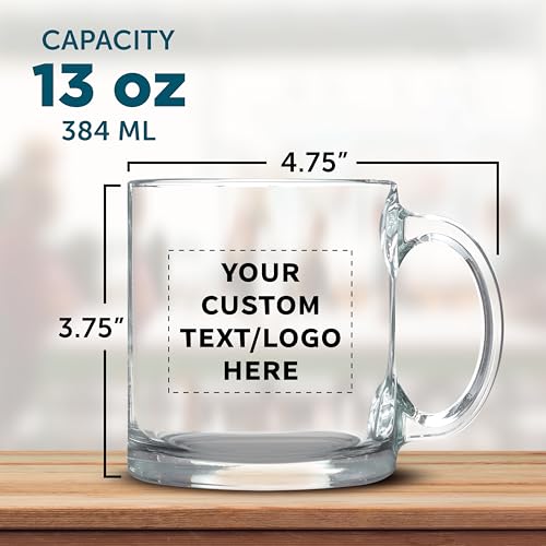 Custom Clear Glass Coffee Mugs 13 oz. Set of 10 (100 Count)