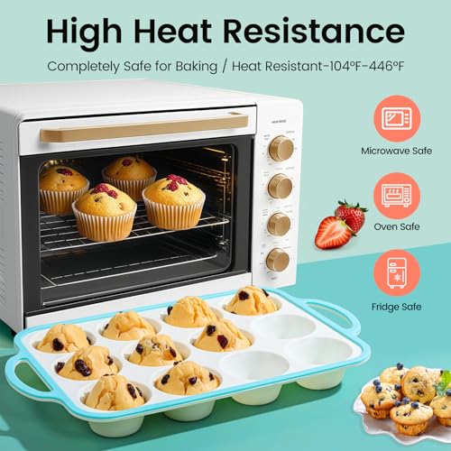 Silicone Muffin Pans for Baking 2 Pack