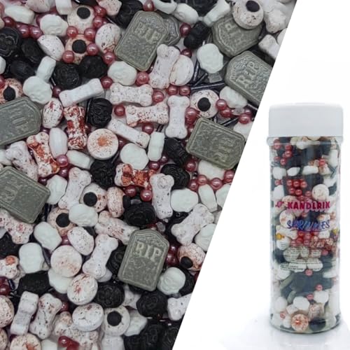 Halloween Sprinkles Gravestones & Bones & Eyes & Skull Topper Edible Themed Sprinkles For Cookie Decorating