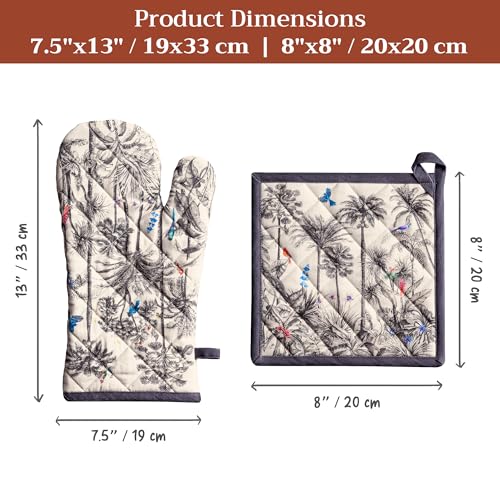 100% Cotton Oven Mitt & Pot Holder Set