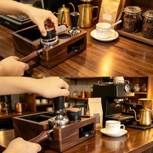 Espresso tamping station and knock box