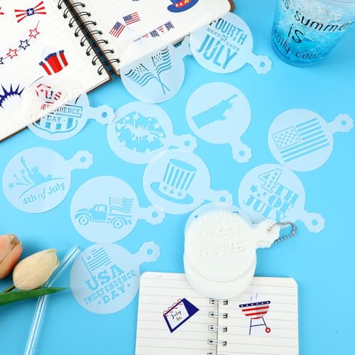 4th of July Cookie Cake Stencils 36 Pieces Reusable Patriotic Mold (36 Count)