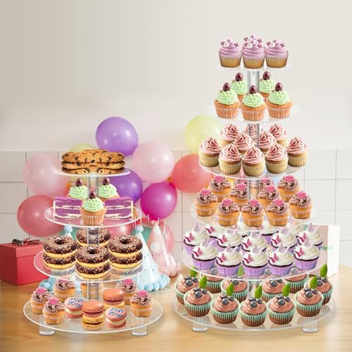 4 Tier Round Acrylic Cupcake Stand with Base