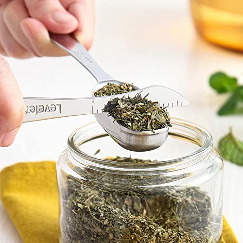 Nesting Stainless Steel Measuring Spoons Set of 7 with Leveler