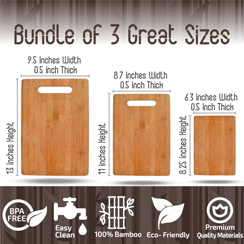 Bamboo Cutting Boards for Kitchen (3 Count)